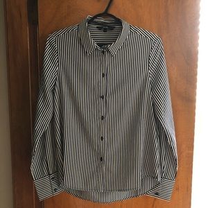 Navy Blue Pinstripe Blouse